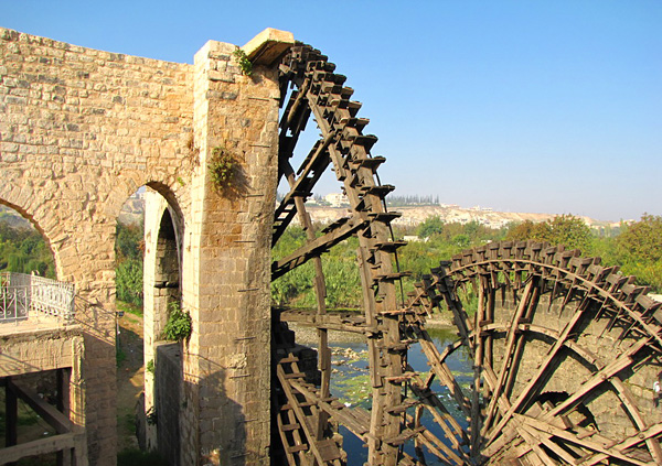 Водяные мельницы города Хама в Сирии